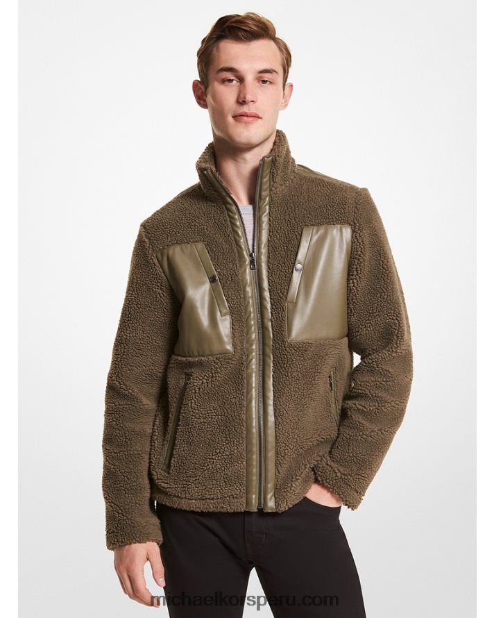 Z48V2861 aceituna hombres Michael Kors chaqueta de sherpa