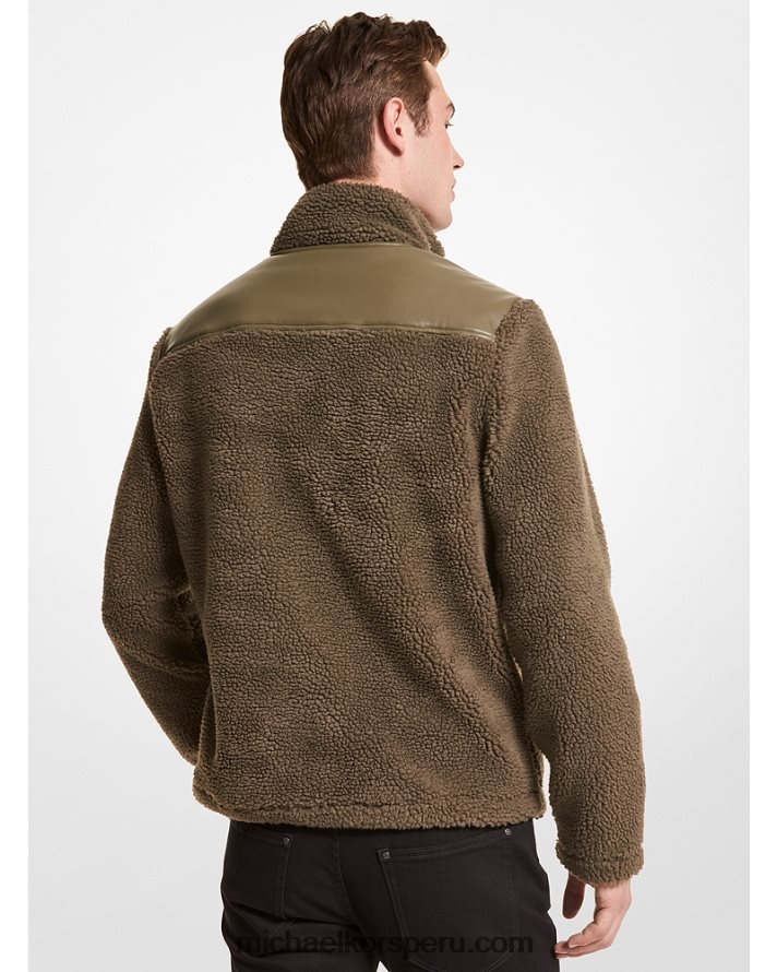 Z48V2861 aceituna hombres Michael Kors chaqueta de sherpa