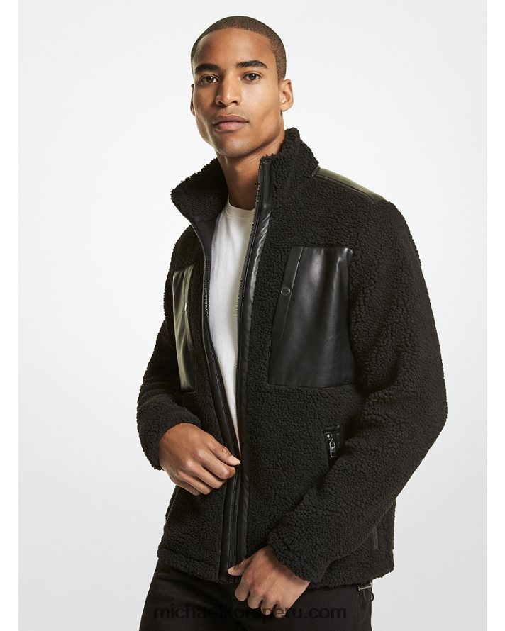 Z48V2862 negro hombres Michael Kors chaqueta de sherpa