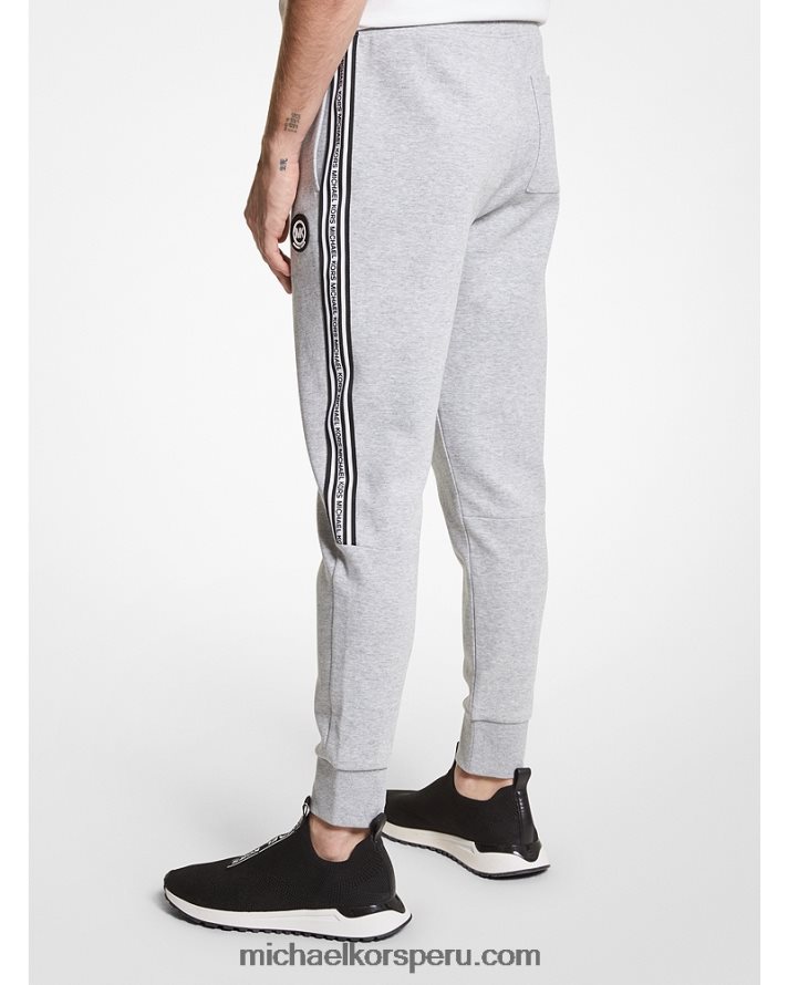 Z48V3082 cuero gris hombres Michael Kors joggers de mezcla de algodón con cinta del logo