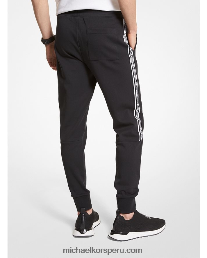 Z48V3083 negro hombres Michael Kors joggers de mezcla de algodón con cinta del logo