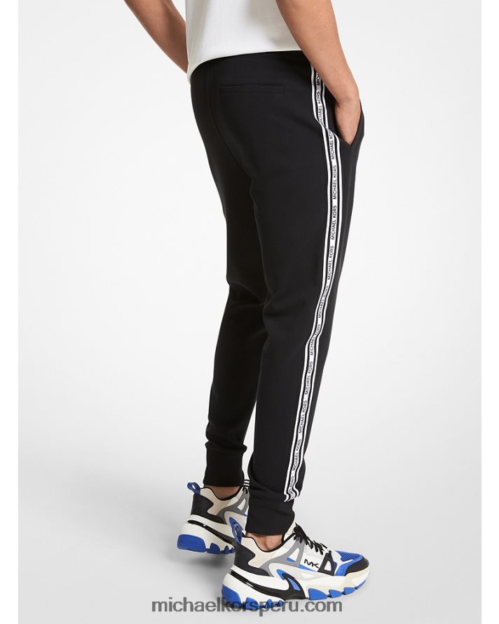 Z48V3089 negro hombres Michael Kors joggers de mezcla de algodón con cinta del logo
