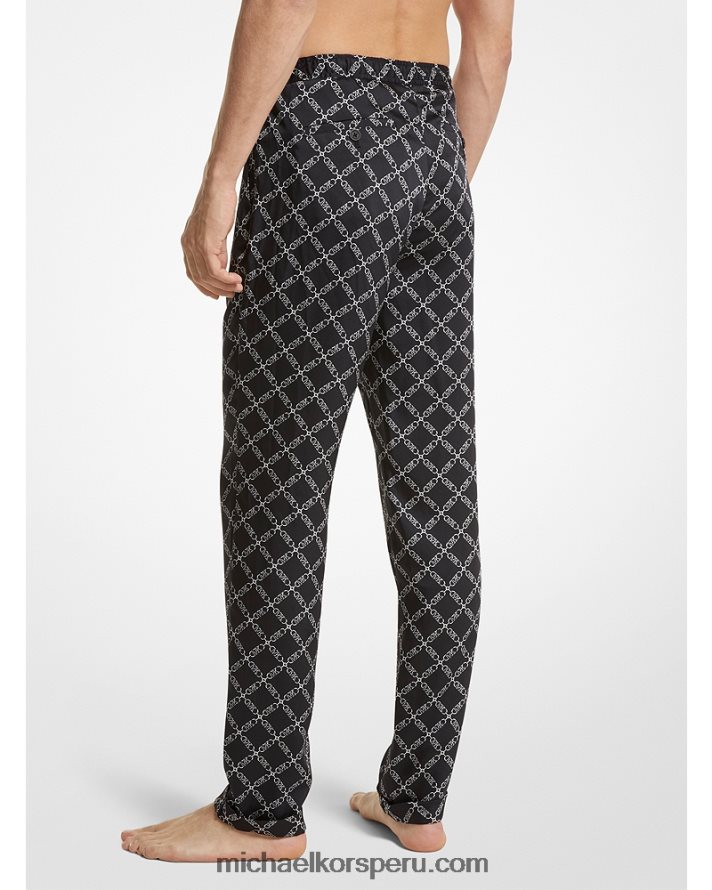 Z48V3101 negro hombres Michael Kors pantalones de pijama tejidos con estampado de logo imperio