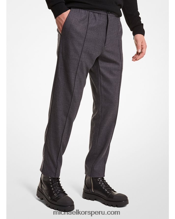 Z48V3106 carbón hombres Michael Kors pantalones de franela de lana elástica