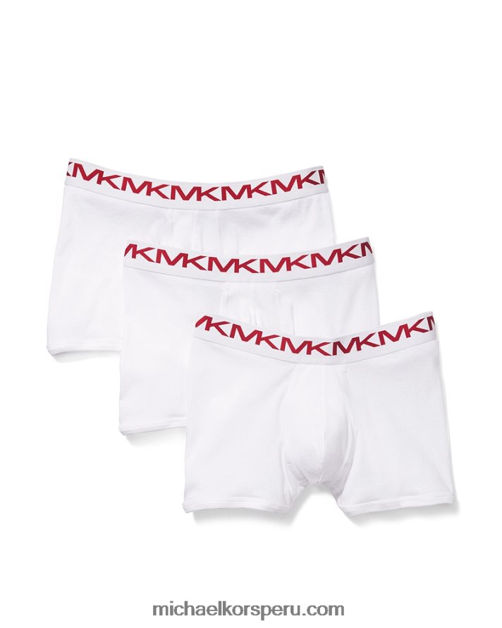 Z48V3173 blanco hombres Michael Kors Pack de 3 calzoncillos bóxer de algodón