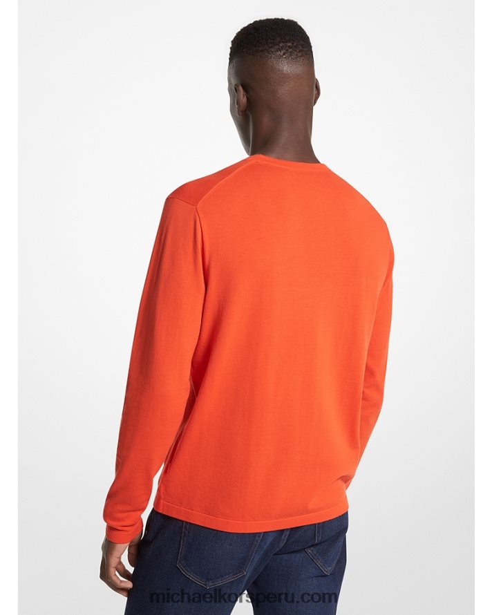 Z48V3043 naranja óptica hombres Michael Kors jersey de punto de algodón con cuello redondo
