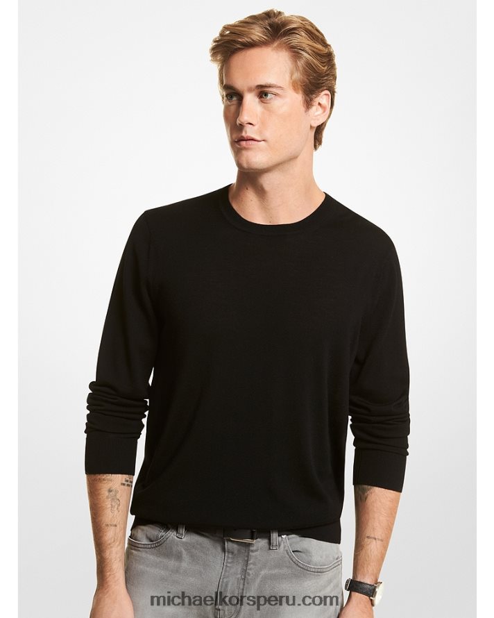 Z48V3047 negro hombres Michael Kors jersey de lana merino