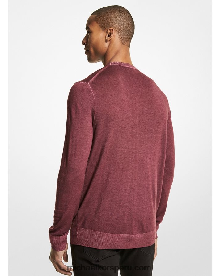 Z48V3056 merlot hombres Michael Kors jersey de lana merina lavada