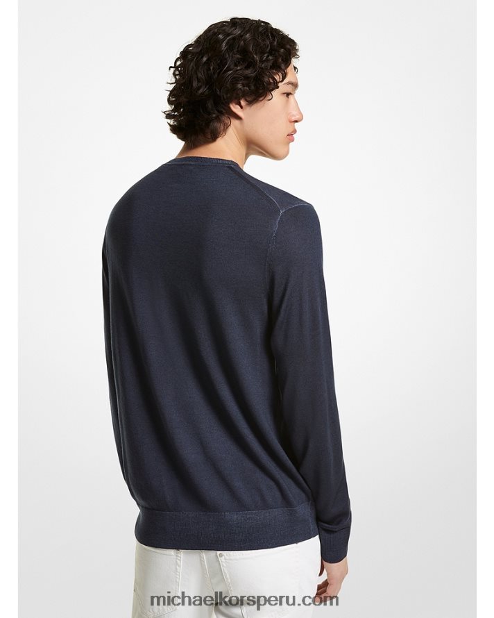 Z48V3057 medianoche hombres Michael Kors jersey de lana merina lavada