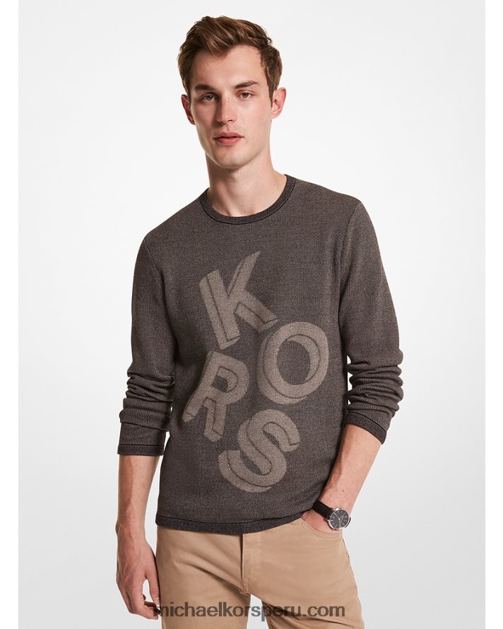 Z48V3061 negro hombres Michael Kors suéter con logo en jacquard