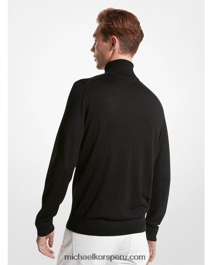 Z48V3068 negro hombres Michael Kors suéter de cuello alto de lana merino