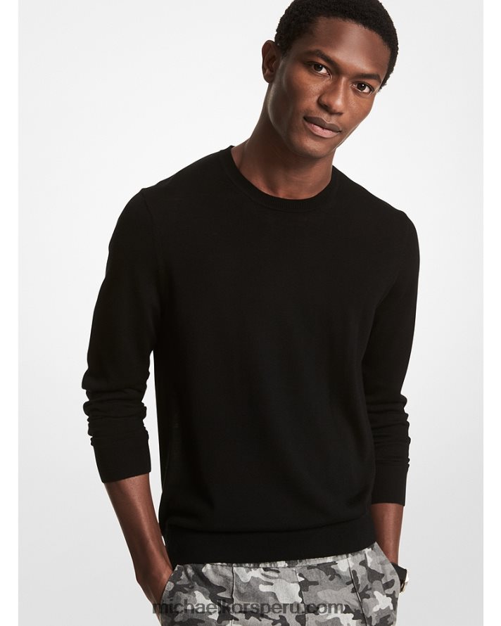 Z48V3075 negro hombres Michael Kors jersey de lana merino