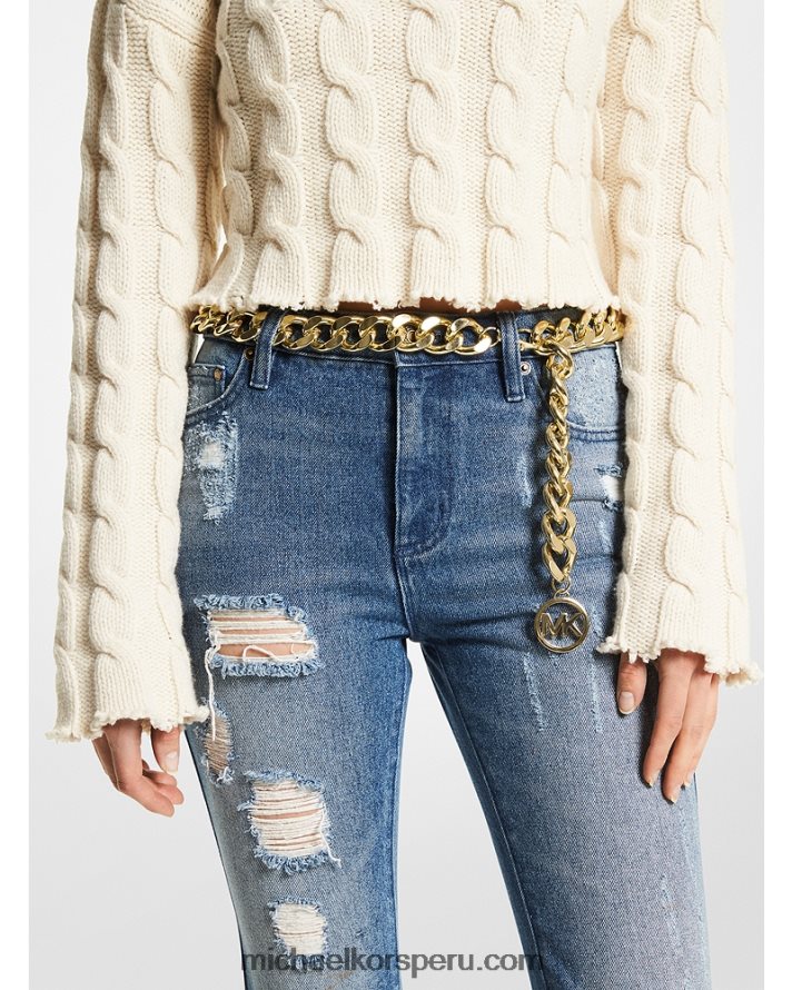 Z48V2701 oro mujer Michael Kors cinturón con logo y eslabones