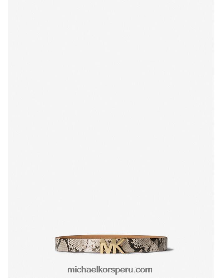 Z48V2716 arena mujer Michael Kors cinturón de piel con relieve de pitón
