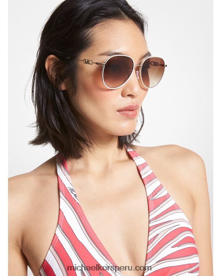 Z48V2558 Blanco óptico mujer Michael Kors gafas de sol estilo aviador imperio