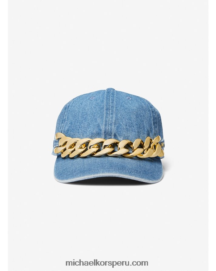 Z48V2736 lavado azul ángel mujer Michael Kors gorra de béisbol de mezclilla con detalles