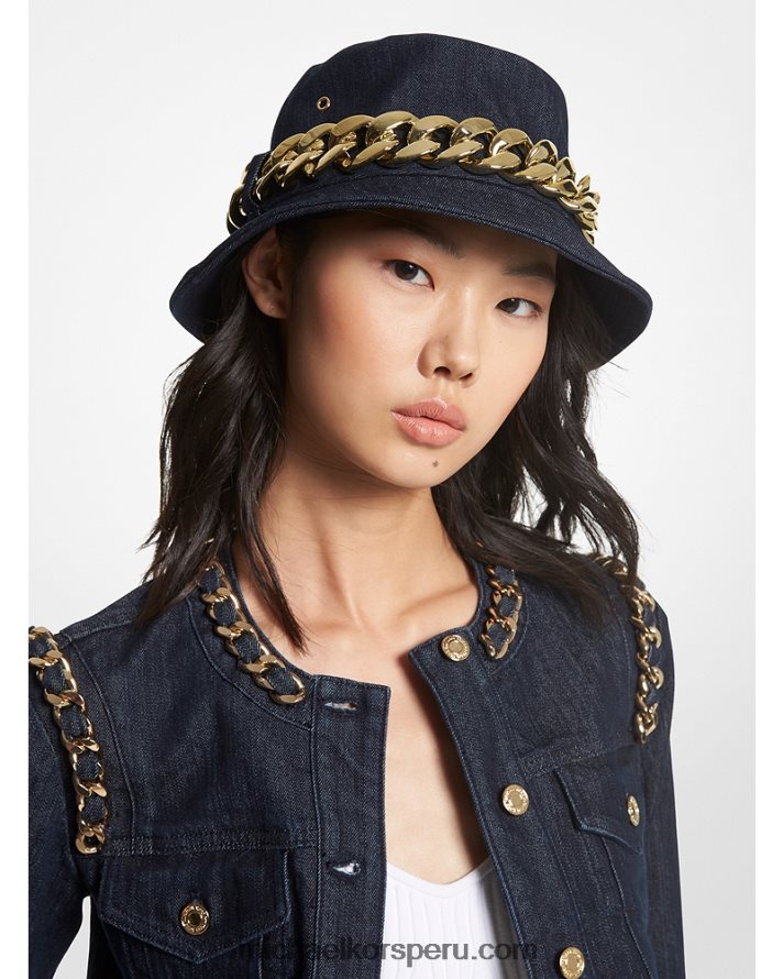 Z48V2737 enjuagar mujer Michael Kors sombrero de pescador de mezclilla con detalles