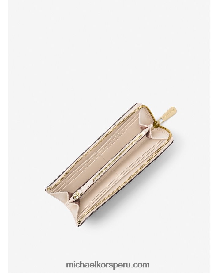 Z48V1698 vainilla mujer Michael Kors cartera Jet Set Travel con logo grande y cremallera de un cuarto