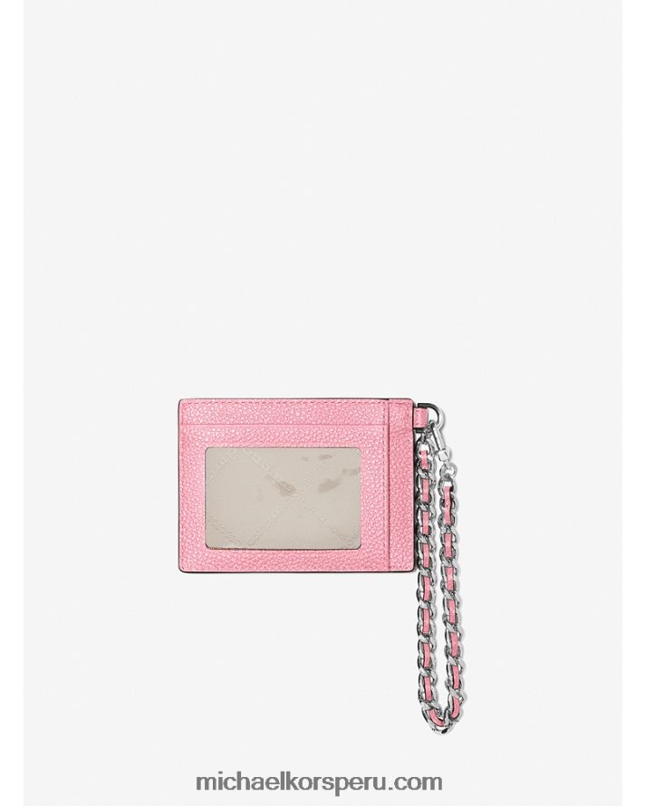 Z48V1662 Rosa de la cáscara mujer Michael Kors tarjetero pequeño de piel granulada con cadena