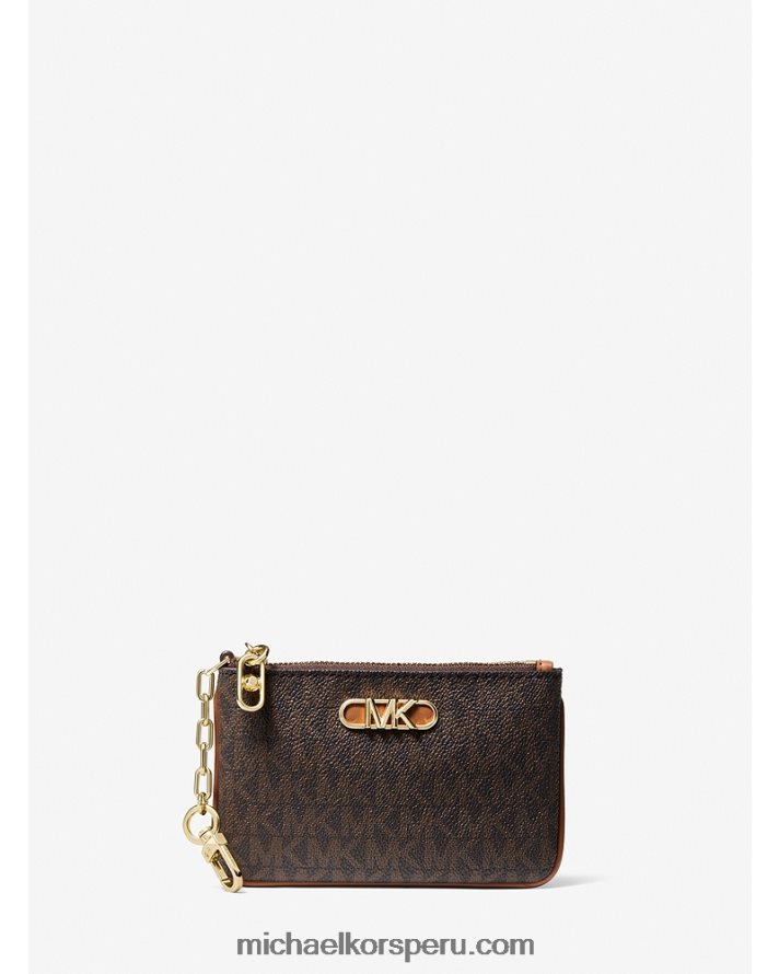 Z48V1674 marrón/bellota mujer Michael Kors tarjetero con cremallera y logo de Parker