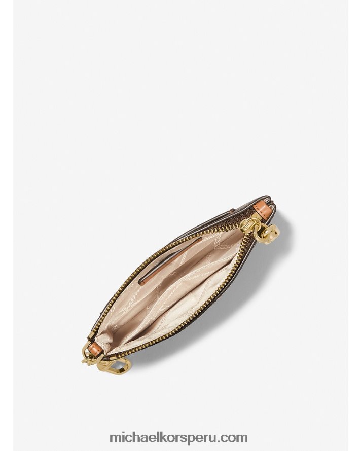 Z48V1674 marrón/bellota mujer Michael Kors tarjetero con cremallera y logo de Parker