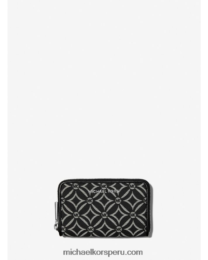 Z48V1675 negro/crema claro mujer Michael Kors cartera pequeña en jacquard con logo