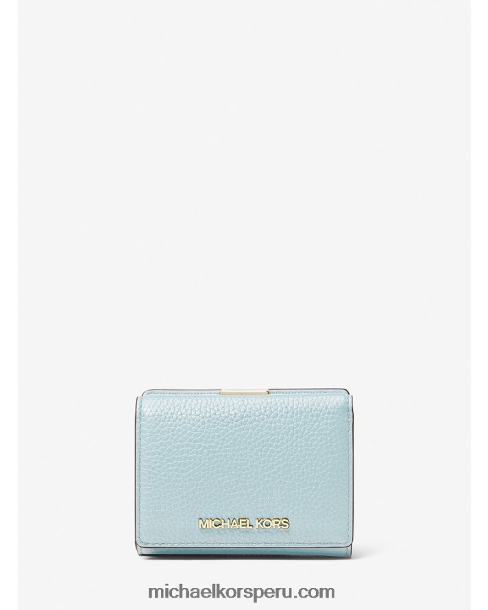 Z48V1681 vista azul mujer Michael Kors cartera triple jet set travel mediana de piel granulada