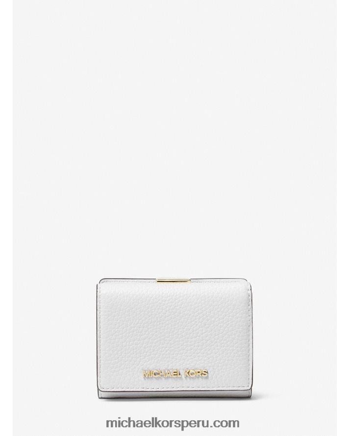 Z48V1686 Blanco óptico mujer Michael Kors cartera triple jet set travel mediana de piel granulada