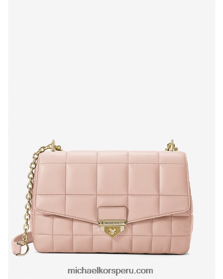 Z48V1001 Rosa suave mujer Michael Kors bolso de hombro soho extragrande de piel acolchada