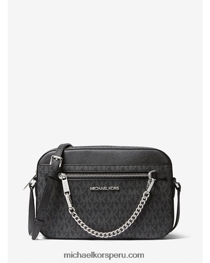 Z48V1007 negro mujer Michael Kors bolsa crossbody Jet Set grande con logo