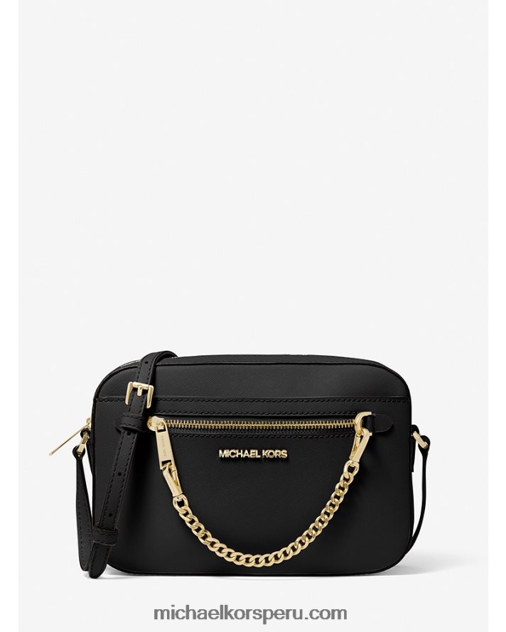 Z48V1011 negro mujer Michael Kors bolsa crossbody jet set grande de piel saffiano