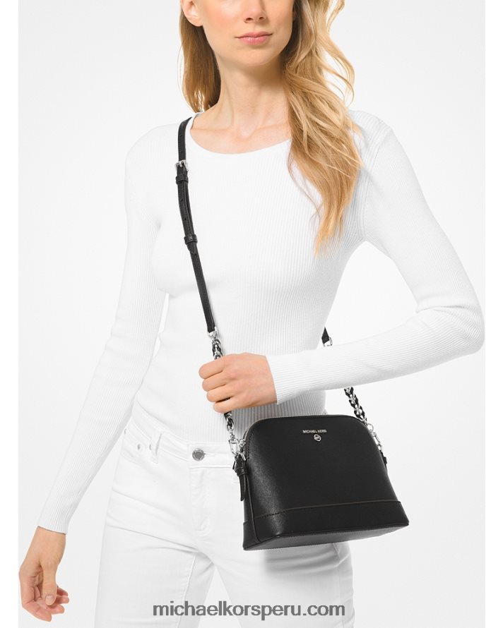 Z48V1013 negro mujer Michael Kors bolsa crossbody cúpula grande de piel saffiano