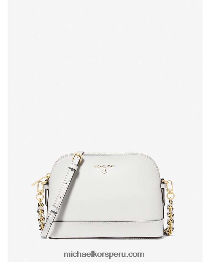 Z48V1015 Blanco óptico mujer Michael Kors bolsa crossbody cúpula grande de piel saffiano