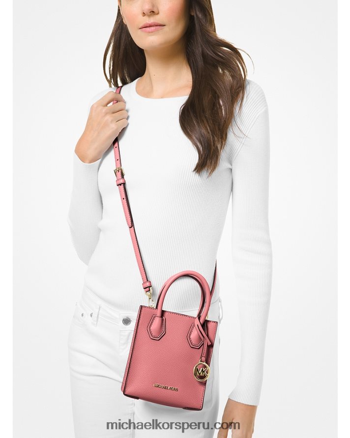 Z48V1023 Rosa de té mujer Michael Kors bolsa crossbody mercer extrapequeña de piel granulada