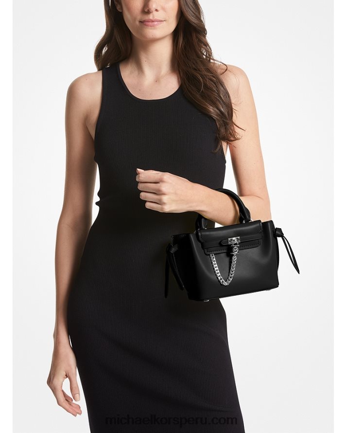 Z48V656 negro mujer Michael Kors bolso satchel hamilton legacy extrapequeño de piel con cinturón