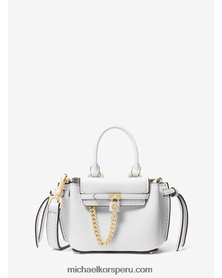 Z48V657 Blanco óptico mujer Michael Kors bolsa crossbody hamilton Legacy de microcuero con cinturón