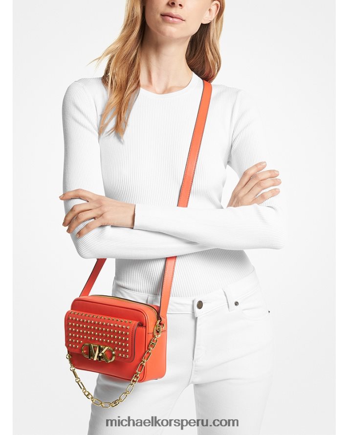 Z48V670 naranja óptica mujer Michael Kors bolsa crossbody parker mediana de piel con tachuelas