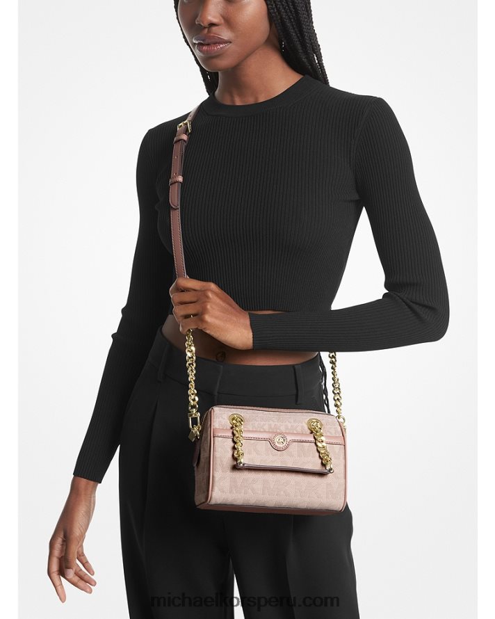 Z48V682 rosa suave/cervatillo mujer Michael Kors bolsa crossbody blaire extrapequeña con logo en jacquard