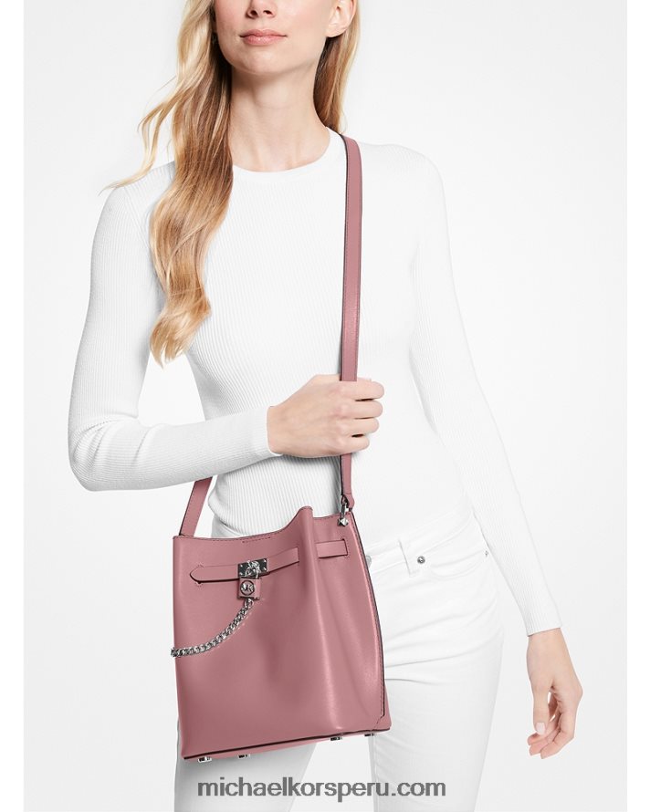 Z48V683 rosa real mujer Michael Kors bolso messenger hamilton legacy mediano de piel