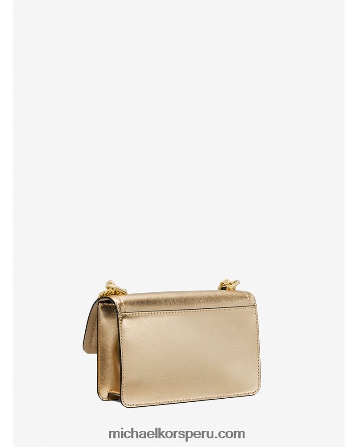 Z48V714 oro pálido mujer Michael Kors bolsa crossbody extrapequeña de piel metalizada jaspeada