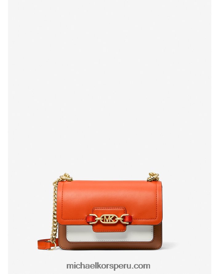 Z48V717 naranja óptica multi mujer Michael Kors bolsa crossbody jaspeada extrapequeña de piel con bloques de color