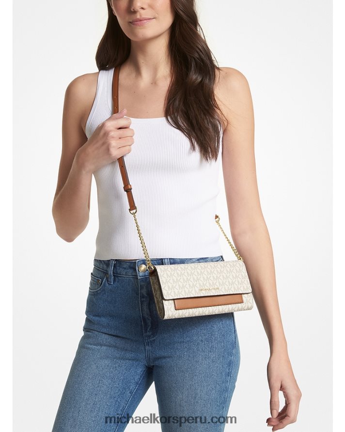 Z48V724 vainilla/bellota mujer Michael Kors bolsa crossbody convertible 2 en 1 mediana con logo