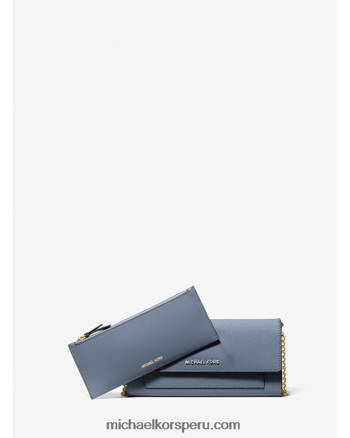 Z48V731 mezclilla mujer Michael Kors bolsa crossbody convertible 2 en 1 jet set mediana de piel saffiano