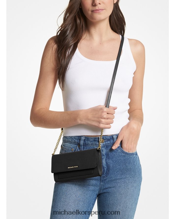 Z48V732 negro mujer Michael Kors bolsa crossbody convertible 2 en 1 jet set mediana de piel saffiano