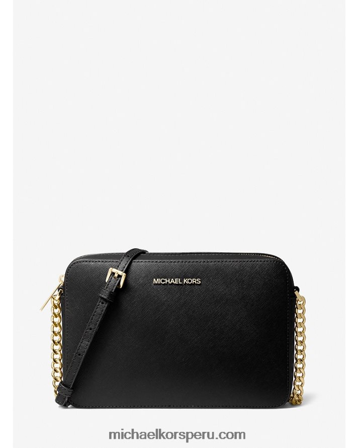 Z48V754 negro mujer Michael Kors bolsa crossbody jet set grande de piel saffiano