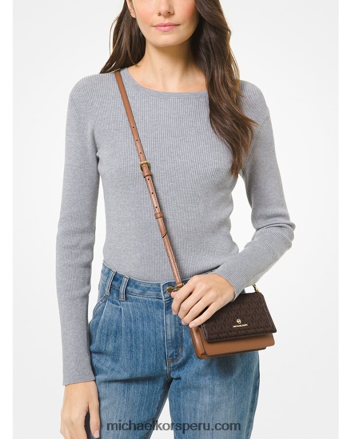 Z48V756 marrón/bellota mujer Michael Kors bolsa crossbody convertible jet set pequeña con logo