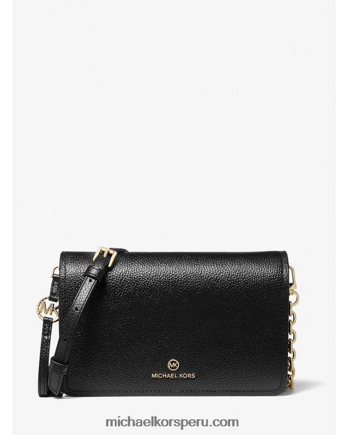 Z48V763 negro mujer Michael Kors bolsa crossbody Jet Set grande de piel granulada