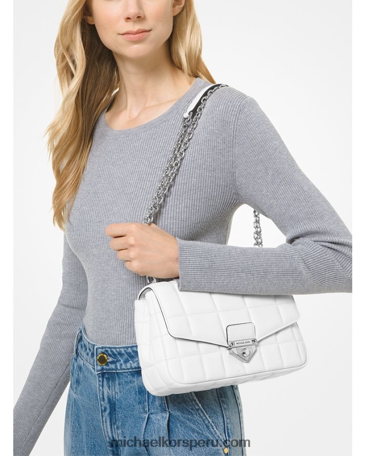 Z48V769 Blanco óptico mujer Michael Kors bolsa de hombro soho grande de piel acolchada