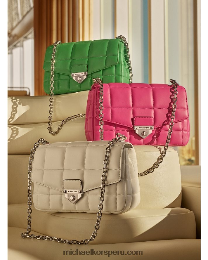 Z48V769 Blanco óptico mujer Michael Kors bolsa de hombro soho grande de piel acolchada