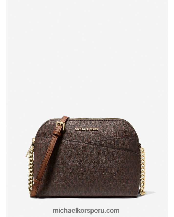 Z48V774 marrón mujer Michael Kors bandolera jet set travel mediana con cúpula del logo